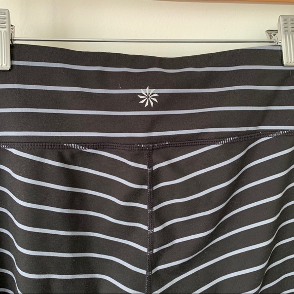 💙 Athleta | Black and Grey Strip Capri Leggings - Picture 6 of 7